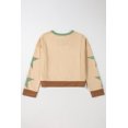 thumbnail image 4 of I AM A FASHION JUNKY Parchment Star Patchwork Exposed Seam Oversized Sweatshirt (Parchment, XL, 65%Polyester+35%Cotton), 4 of 8
