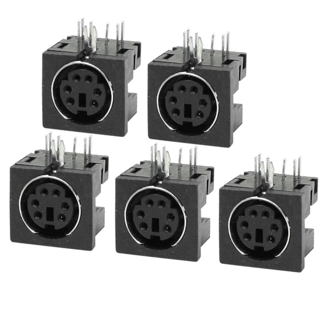 Unique Bargains 5 Pcs Replacement S-video 6 Pin Female PCB Mount Mini Din Sockets