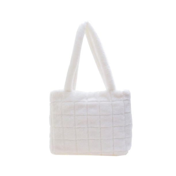 rainboy Bolso de hombro a la moda para mujer, bolso de hombro de Color sólido, bolso esponjoso