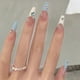 thumbnail image 2 of Uñas postizas francesas con diamantes de imitación, diseño de estrellas, purpurina, largas, para Ballet, juego de 24 piezas, 2 of 4
