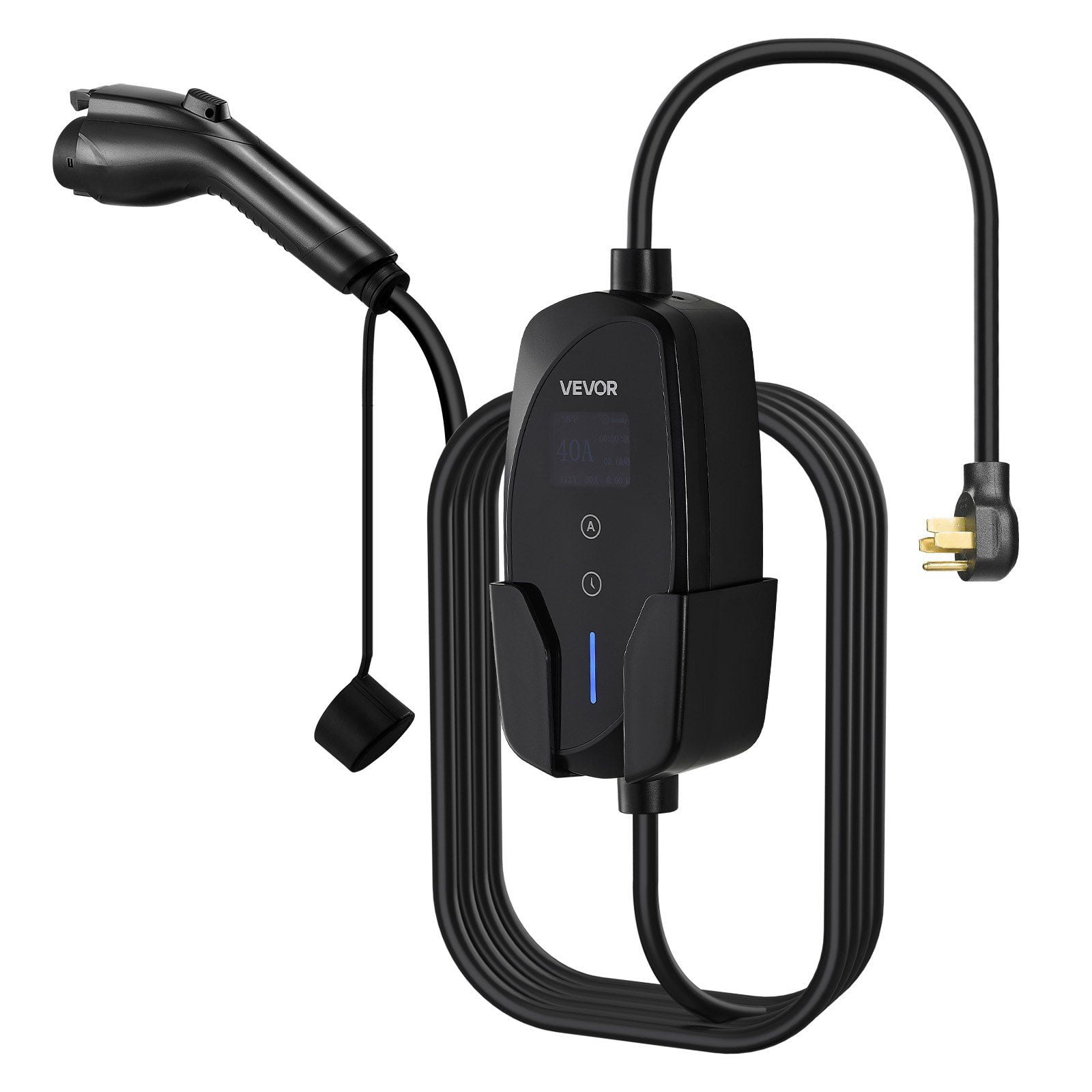 CAFORKP Level 2 EV Charging Station with 14-50 Plug, 25ft Cable & LCD Screen, 40 Amp Adjustable 240V Portable Charger for J1772 Electric Vehicles