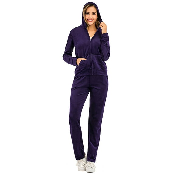 YouLoveIt Velvet Sweatsuits Women's Sport Sweatsuit Hoodie and Pants Full Zip/Pullover Hoodie and Sweatpant Set Winter Warm Sport Outwear Velour Sport Suits Sets Long Sleeve Hoodie Jogging Suit