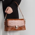 thumbnail image 6 of Genuine Cowhide Leather Crocodile Grain Shoulder Bag, Women's Underarm Handbag, Daily Travel Purse, 6 of 15