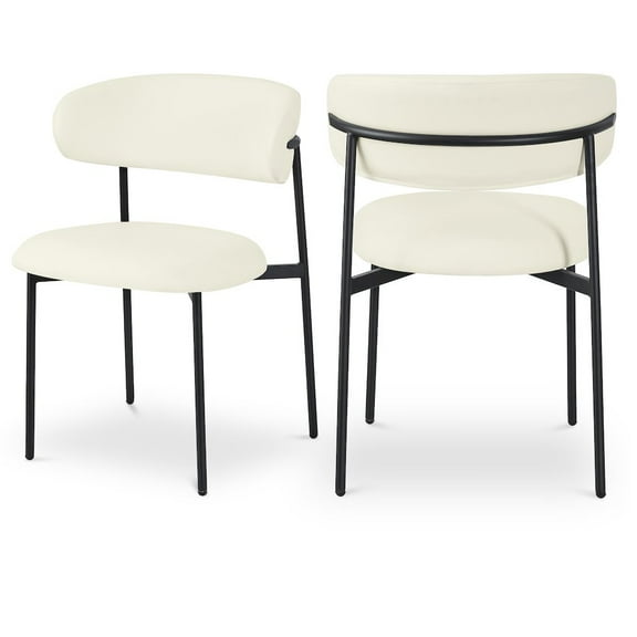 Meridian Furniture Lupita Cream Vegan Leather Dining Chair (Set of 2)
