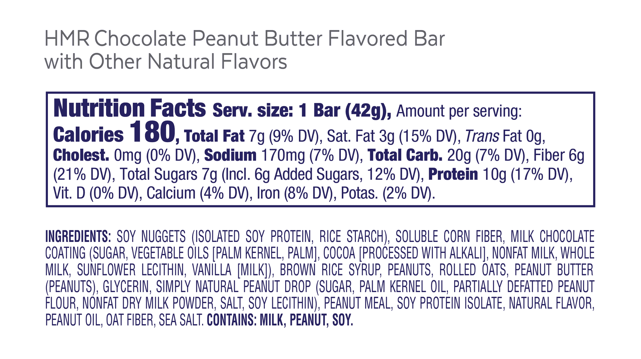HMR Chocolate Peanut Butter Protein Bars, Low Calorie Snack, 10g Protein, 24 Count