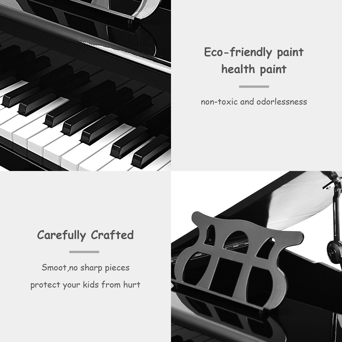 Costway Children 30 Key Toy Grand Baby Piano with Kids Bench Wood Black