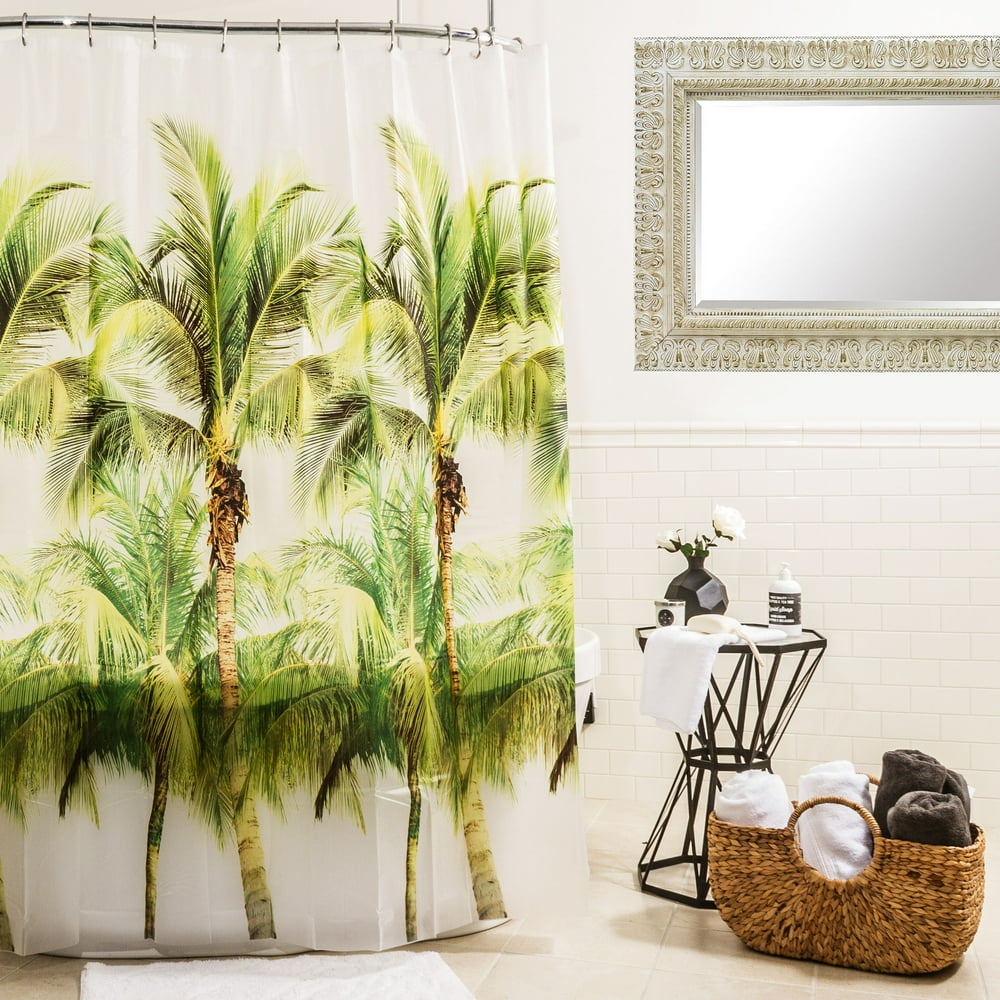 Splash Home Palm Tree PEVA Shower curtain, 72" x 70", Green - Walmart