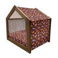 thumbnail image 2 of Hippo Pet House, Doodle Pattern with Wild Animals Such as Ostrich Zebra and Lion Cartoon, Outdoor & Indoor Portable Dog Kennel with Pillow and Cover, 5 Sizes, Multicolor, by Ambesonne, 2 of 5