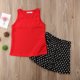 thumbnail image 4 of Conjunto de falda y camiseta sin mangas de gasa de color puro de vacaciones de verano para niñas Conjunto de gasa XBTCLXEBCO Rojo, 5-6 años, 4 of 6