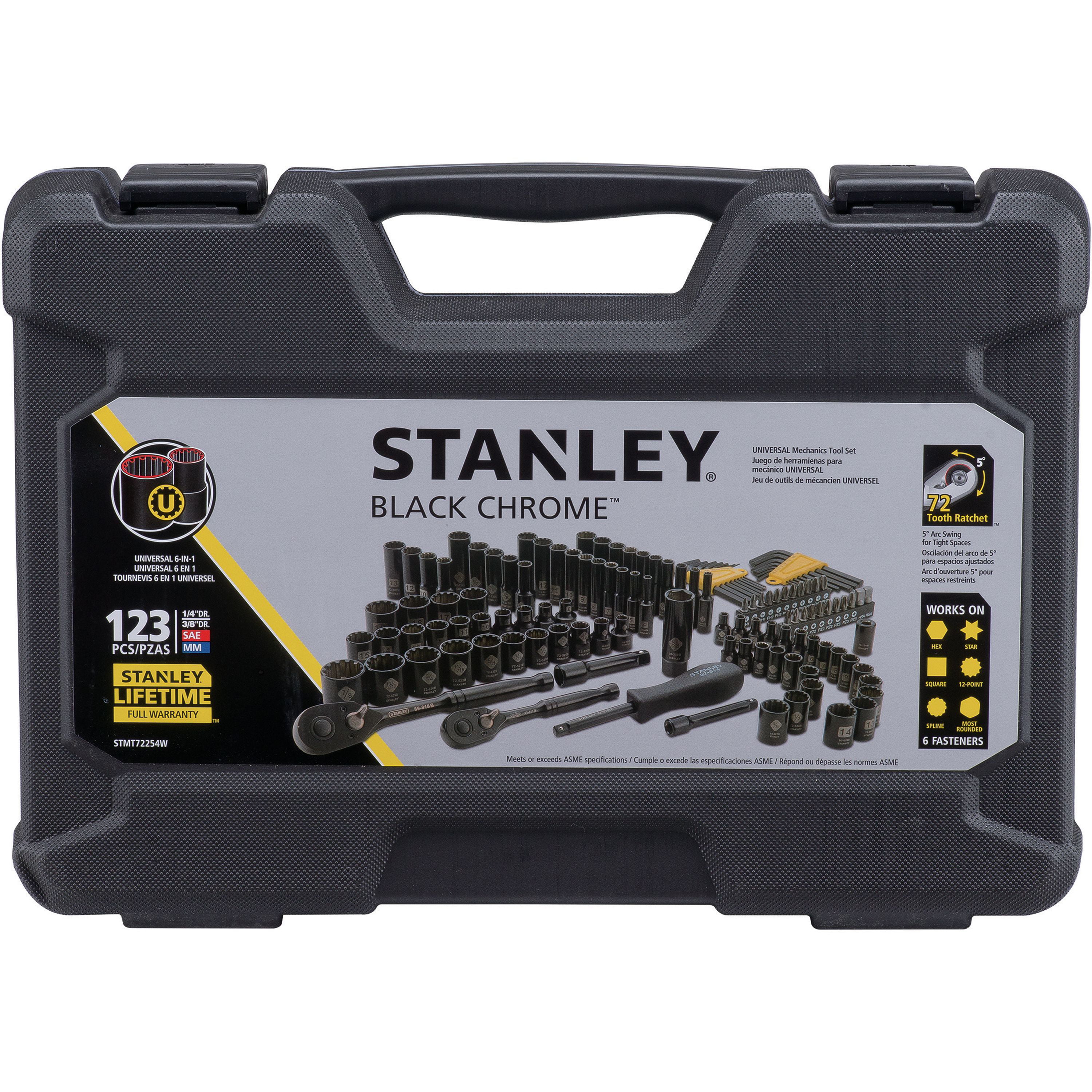 Stanley Fmmt71665 229 PC Black Chrome Mechanic's Tool Set