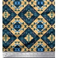 thumbnail image 1 of Soimoi Orange Georgette Viscose Fabric Check & Geometric Print Sewing Fabric Yard 42 Inch Wide, 1 of 5