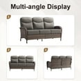 thumbnail image 6 of POCASSY 5 Pieces Patio Furniture Set with 6-inch Thick Cushion, Brown Wicker High Back Outdoor Couch and Swivel Glider Patio Chairs, Sectional Patio Set Ideal for Front Porch Backyard , Gray Cushion, 6 of 14