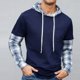 thumbnail image 1 of Ceisia Men's Regular-Fit Fake Two-Piece Plaid-Paneled Hooded Sweatshirt Multi-Style Gift, 1 of 9