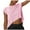 Pink, variant on Womens Oversized Crop Tops Workout Short Sleeve Round Neck T Shirts Summer Casual Loose Fit Basic Tee Shirts