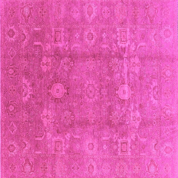 Ahgly Company Indoor Square Oriental Pink Industrial Area Rugs, 4' Square