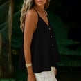 thumbnail image 4 of qelini Linen Tank Tops for Women Plus Size Spaghetti Strap Long Tee V Neck Sleeveless Shirt Solid Color Cloths, 4 of 8