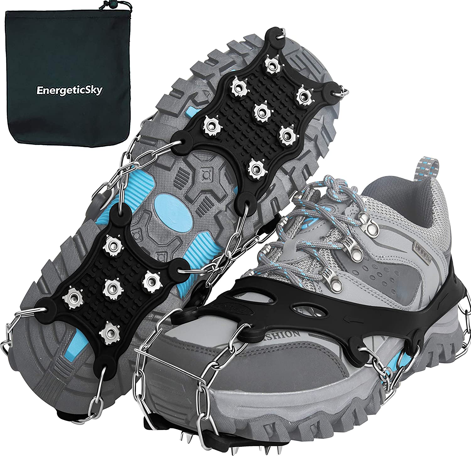 Precision Ice And Snow Traction Cleats Ramponi Antiscivolo Per Scarpe, Ghiaccio E Neve, 12 Punte, Taglia Unica