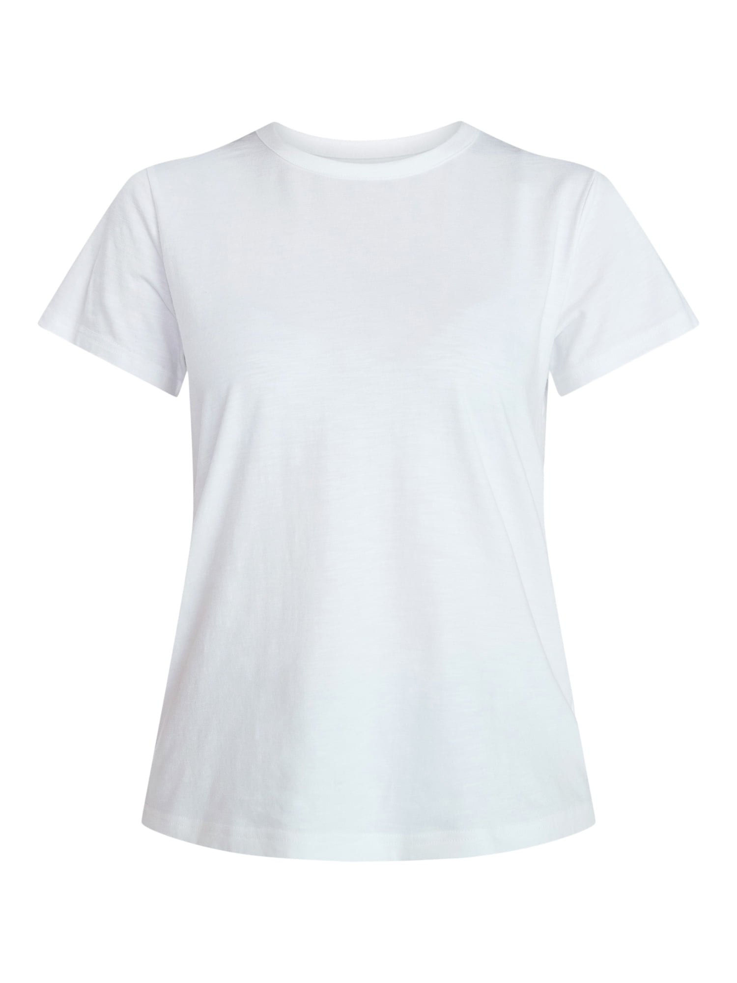 Time and Tru Women's Slub Crewneck Tee with Short Sleeves, Sizes 1X-4X