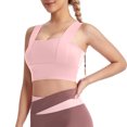 thumbnail image 4 of Women Bras Fashionable Solid Color Underwire Gathering Sports And Fitness Bra Bras for Women No Underwire Pink M, 4 of 5