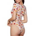 thumbnail image 3 of Haiem Hello Autumn Maple Leaf Women's Crew Neck Short Sleeve Bodysuit Tops Stretchy Slim Basic-X-Large, 3 of 8