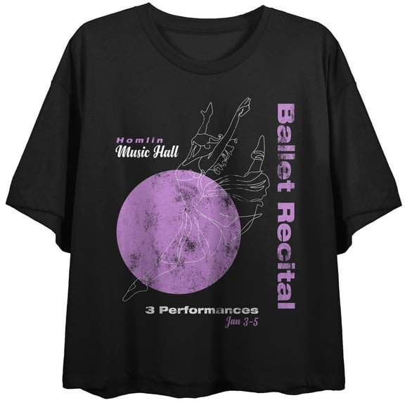Homlin Music Hall Ballet Recital Women's Charcoal Crop Tee-Medium