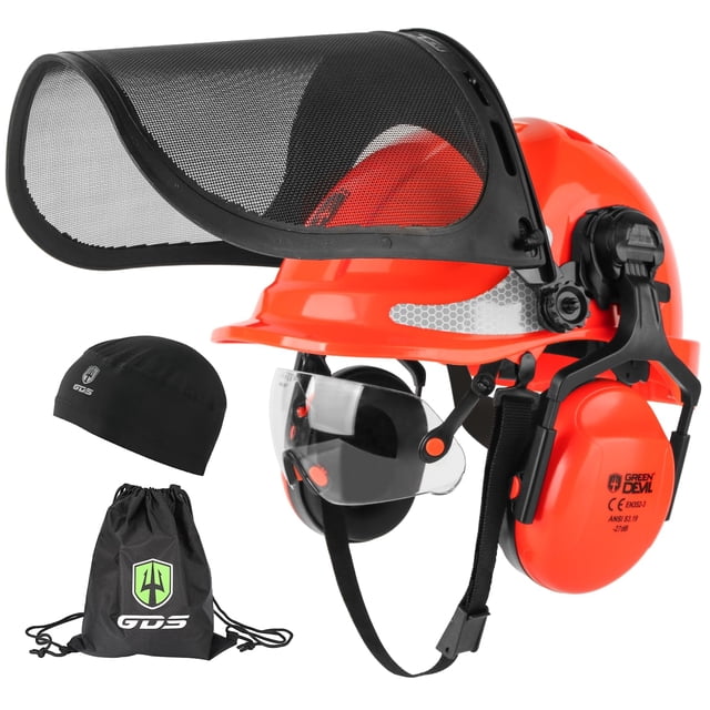 Casco GREEN DEVIL para motosierra con protector facial 4 en 1 y orejeras