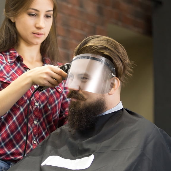 Hytrove Plastic Haircut Protection Shield for Adults, Transparent, Single-Use, Clear Visibility, 50Pcs