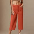 thumbnail image 2 of JSheng Women's Casual Suit Pants Trendy Women's Suit Pants Loose Comfortable Cropped Pants with Pocket Orange L, 2 of 5