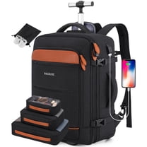 UKEIN Rolling Backpack for Adults with Wheels Backpack with Wheels with USB Charging Port & Combination Lock Roller Backpack with Packing Cubes and Shoe Pocket