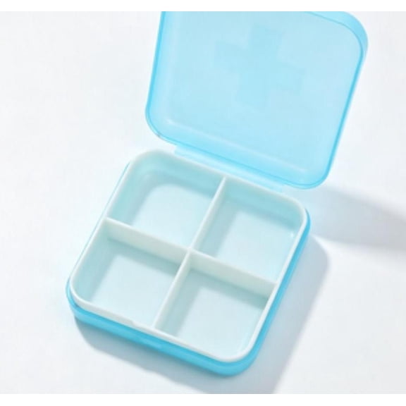Portable Mini 4 Compartments Pill Box, Travel Medicine Storage Container, Portable Pill Organizer Case, Multi-use Divided Box for Pills, Earrings, Small Jewelry Accessories