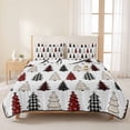 thumbnail image 3 of Quilts King Size Bedding Set, Christmas Trees Lightweight Quilted Comforter, Black Red Xmas Tree Snowflake Winter Soft Reversible Bedspread Coverlet with Pillow Covers for All Season, 96" x 106", 3 of 9