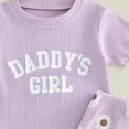 thumbnail image 4 of Xyant Toddler Baby Girl Summer Clothes 6 12 18 24 Month 2T 3T Daddys Girl Outfits Short Sleeve T-Shirts Tops Daisy Shorts Set (Purple,18-24 Months), 4 of 4