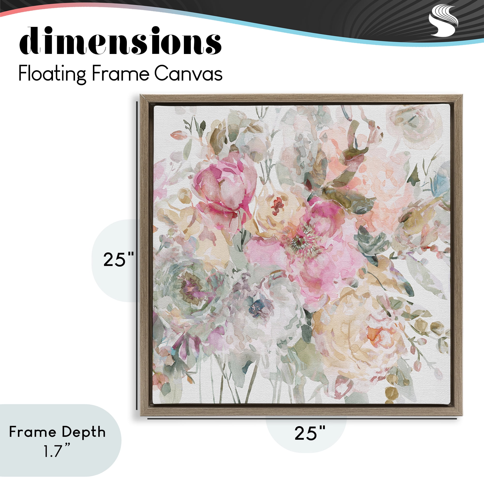 Stupell Industries Romantic Pastel Petals Brown Framed Floater Canvas Wall Art, design by Carol Robinson