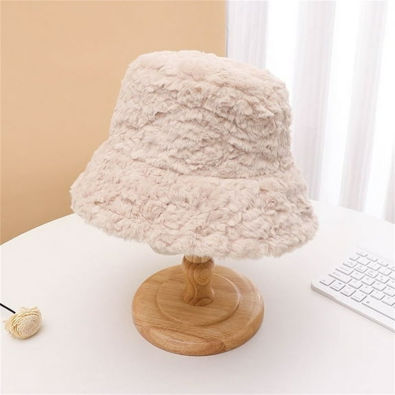 IDALL Hats for Women,Scarf for Women Women's Fuzzy Bucket Hat Solid Color Warm Plush Fisherman Hat Lei Feng Hat Snow Gloves,Winter Beanie Hat Scarf Gloves Beige