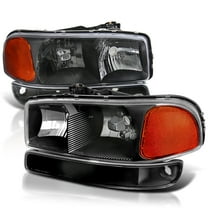Spec-D Tuning Black Headlights   Bumper Lights Compatible with 1999-2006 GMC Sierra 1500/2500/3500, Left   Right Pair Headlamps Assembly
