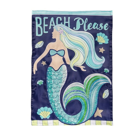 Evergreen Mermaid Beach Applique Garden Flag 12 x 18 Inches Indoor Outdoor Decor