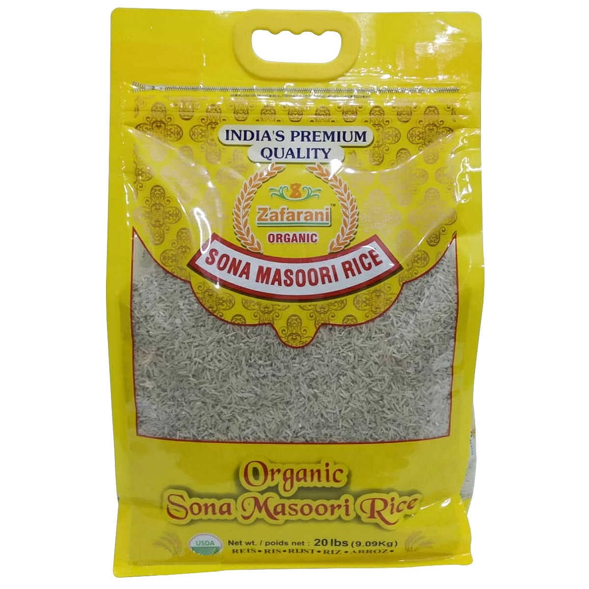 Zafarani, Organic Sona Masoori Rice, 20 lbs
