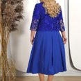 thumbnail image 5 of qolati Mother of The Bride Suits Plus Size Shorts Sleeve Swing Midi Dresses Long with Sheer Embroidered Cardigan Wedding Outfit Evening Cocktail Party 2 Piece Sets, 5 of 8