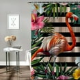 thumbnail image 2 of Orinice Red Bird Shower Curtain Flamingo Animal Tropical Plants Leaves Flowers Black and White Geometric Stripes Bathroom Decoration Polyester Fabric Shower Curtains Set  36x72, 2 of 7