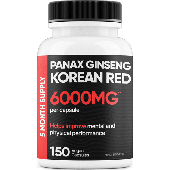 COMFY HEALTH Korean Red Panax Ginseng, 6000mg Per Capsule, 150 Capsules - Non GMO Supplement, Gluten-Free for Energy, Focus, Performance, Vitality & Immune Support, Ginseng Root Extract Supplements