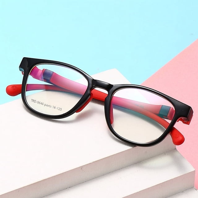 Montura de gafas de silicona suave para niños con protección contra la luz azul, montura para miopía para estudiantes, para hombres y mujeres