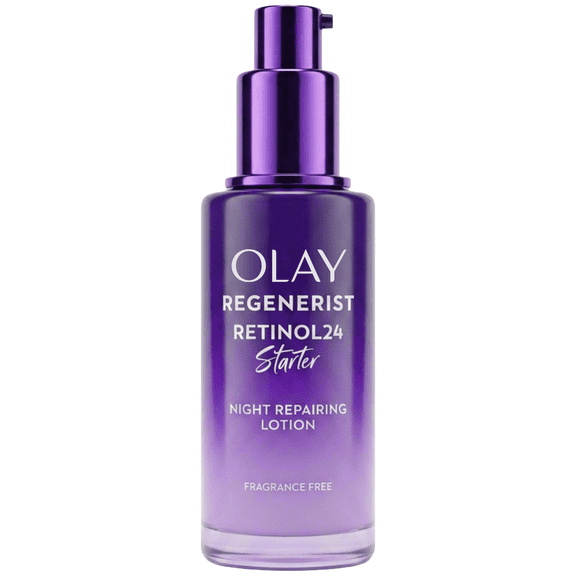 Olay Regenerist Retinol 24 Starter Night Repairing Lotion, Fragrance Free, Smooths & Evens Texture, 1.7 fl oz (50 mL)