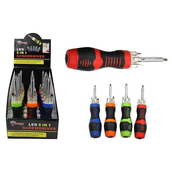 Diamond Visions Max Force 08-1484 5-in-1 LED Screwdriver in Assorted Colors 1 Screwdriver