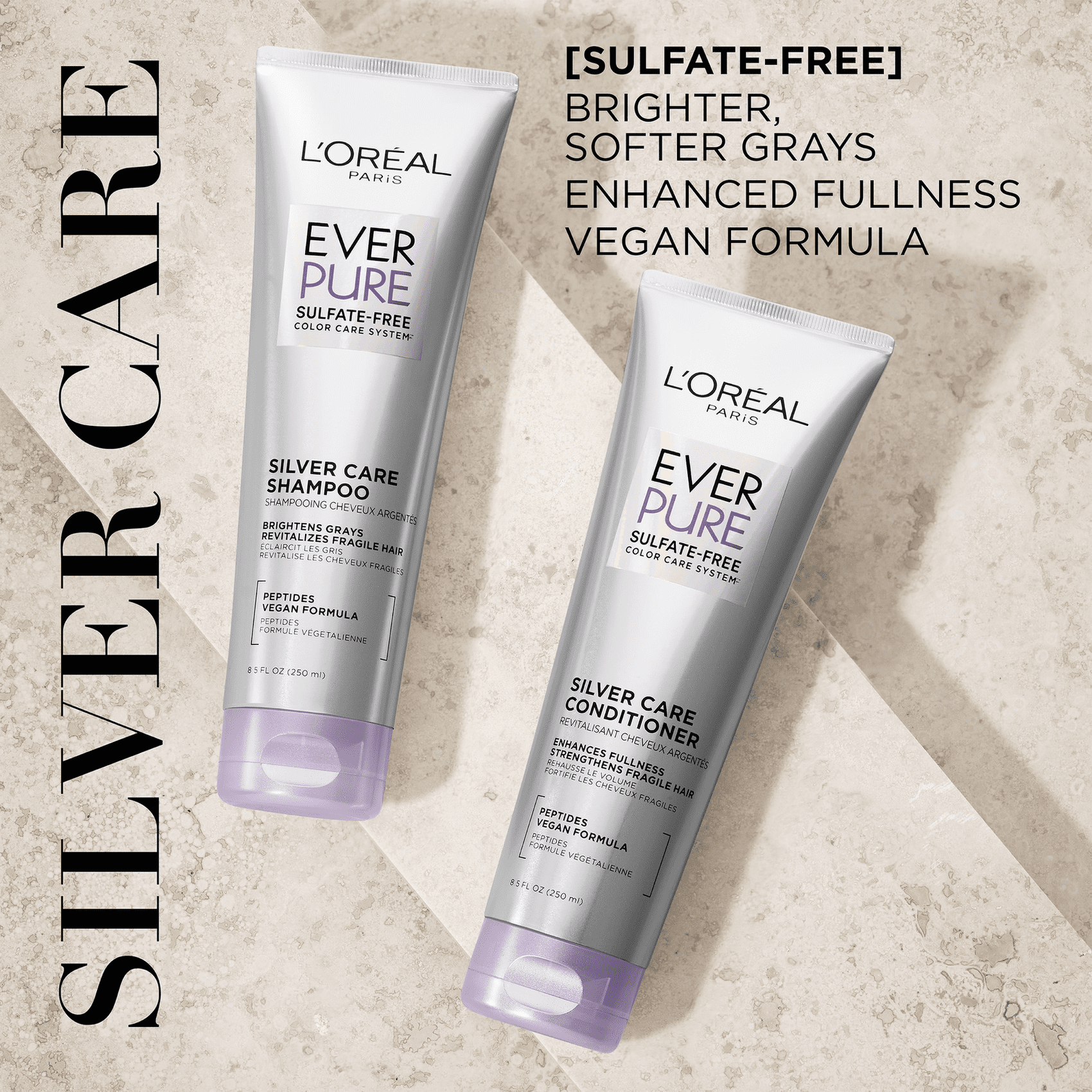 L'Oreal Paris Ever Pure Silver Care Color Protection Shampoo, Peptides, All Hair Types, 8.5 fl oz