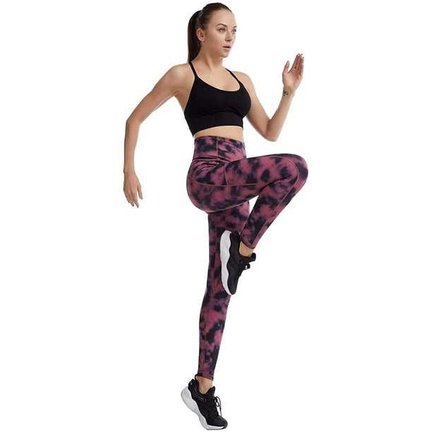 Yoga Pants for Women High Waist with 4 Pockets Workout Joggers Leggings  Tummy Control Sky Blue with Printing L