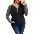 thumbnail image 3 of Gleelist Womens Plus Size Long Sleeve Henley Tops V Neck Casual Loose Fit Shirts Blouses Trendy Clothes XL-5XL, 3 of 8