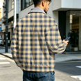 thumbnail image 7 of CCRFTGI Mens Corduroy Jacket Zip Up Bomber Vintage Casual Collared Long Sleeve Plaid Outdoor Fall Fashion Outerwear Khaki S, 7 of 7