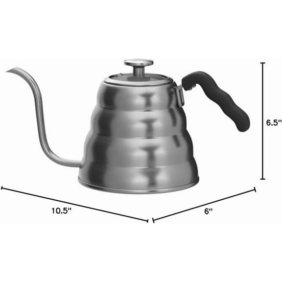 Stainless Steel Gooseneck Coffee Kettle with Thermometer, 40 oz - Pour Over Coffee and Tea Kettle