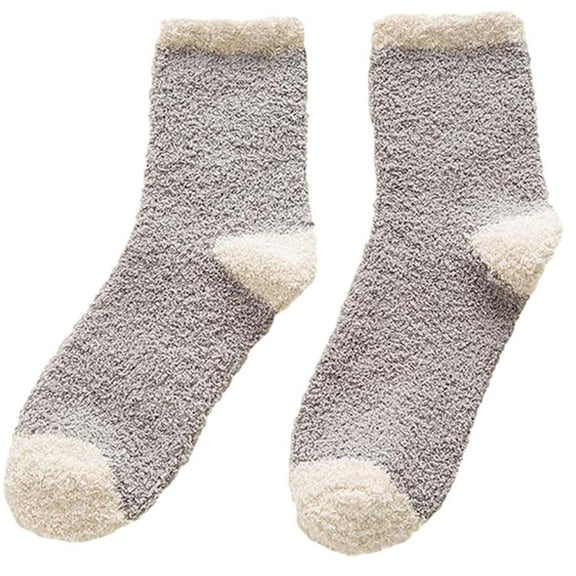 iOPQO Fluzzy Socks, Soft Socks, Short Socks for Women, Thick Fuzzy Socks, Ankle Socks for Women, Gray One Size