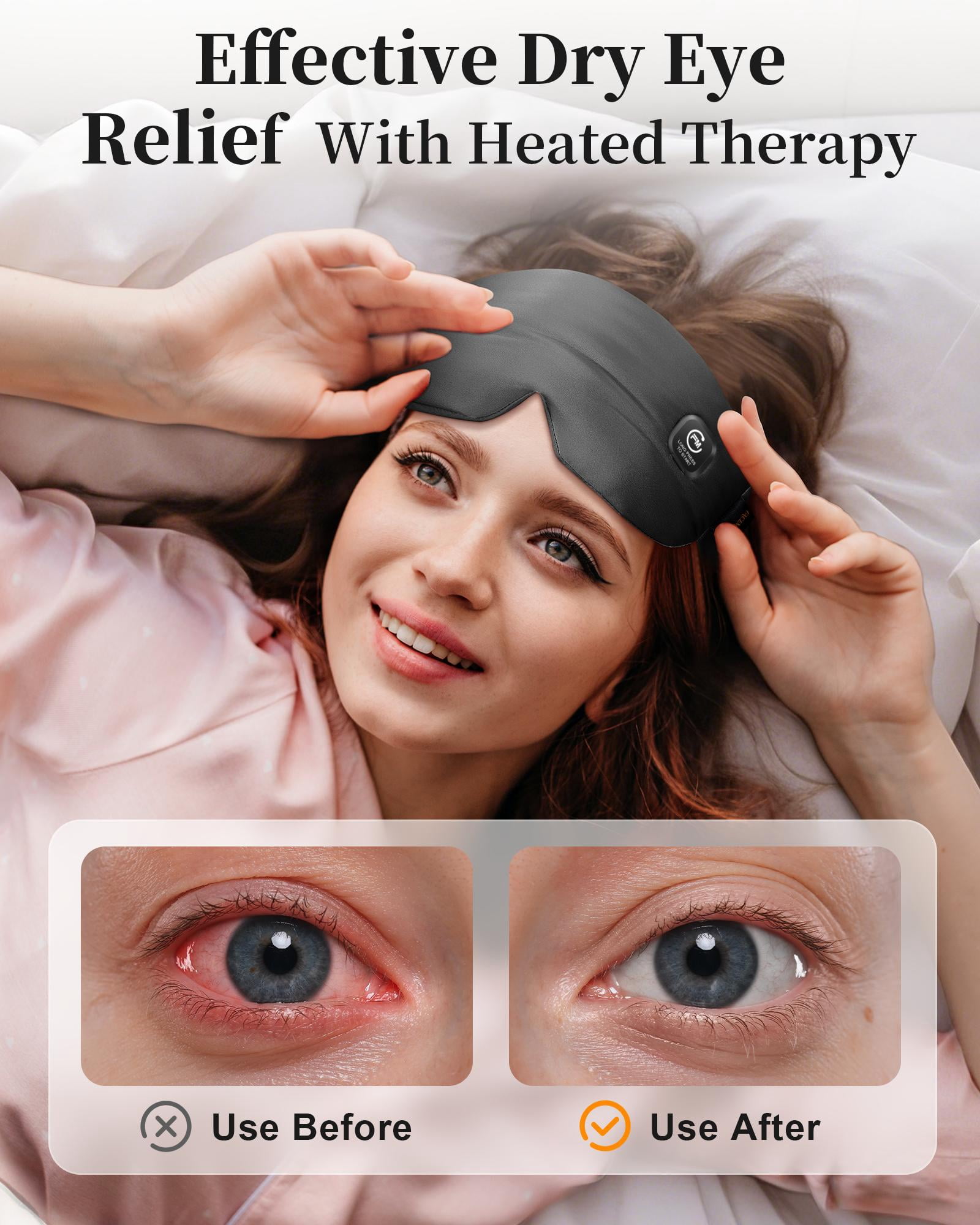 FACEMOON Silk Cordless Heated Sleep Eye Mask for Dry Eyes Relief w/ Storage Case, Blue
